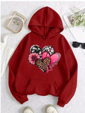 Women's Heart Print High Street Hoodie