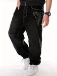 Men Y2K Hip Hop Embroidered Wide Leg Jeans Casual High Street Skateboard Pants