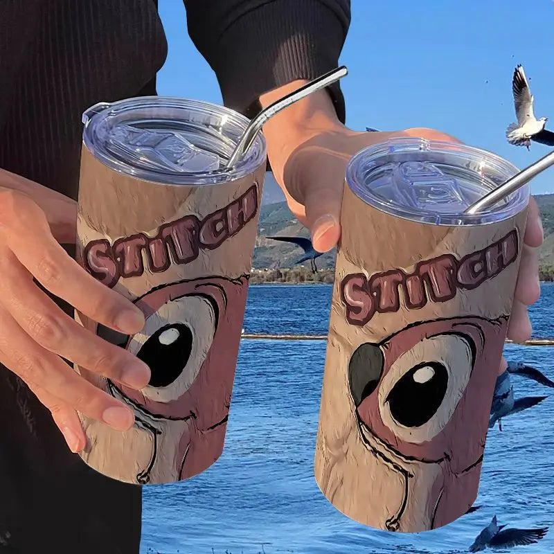 Disney Cartoon Anime Stitch 420ml Water Cup Angel Vacuum Cup