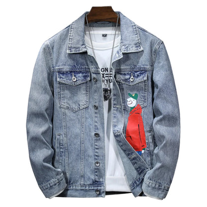 2024 Fall Cowboy Denim Jacket Men’s Versatile Loose Casual Top