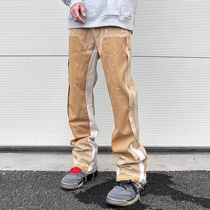 Men High Street Patchwork Flare Jeans