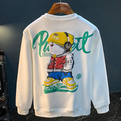 High-End Men's Autumn Hoodie Printed Round Neck Pullover Casual Sweater