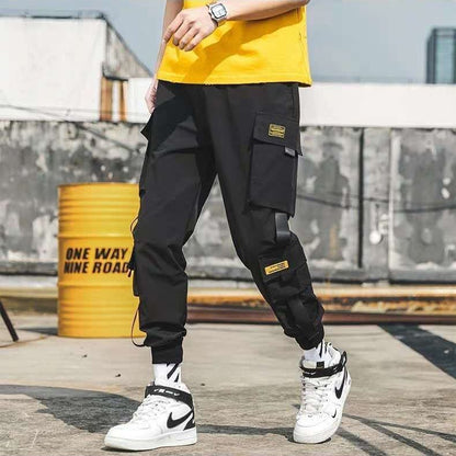 Jogger-Cargohose für Herren, lässig, Hip-Hop, Farbe, Jogginghose, Streetwear