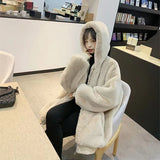 Plush jacket women winter imitation Rex rabbit loose thick hooded