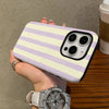 Cream Purple Stripe iPhone Case Dual Layer 13 14 15 16 17 Pro Max