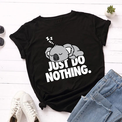 Just Do Nothing Koala Print Tshirt