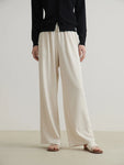 Women Pants Beige Full Length Trousers Waist