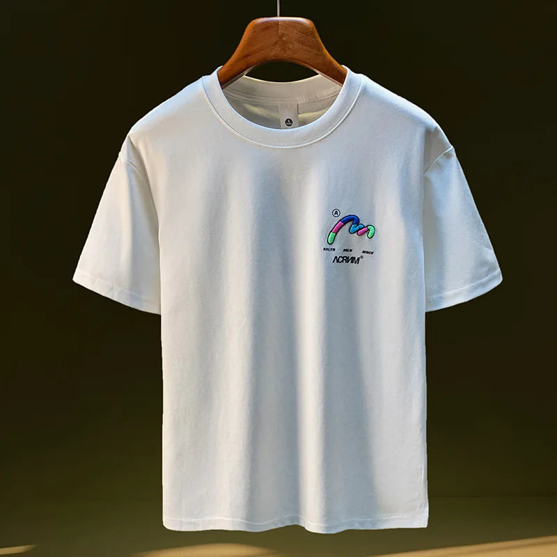 Men’s 2025 Embroidered Printed T-Shirt Summer Loose Fit Plus Size Top