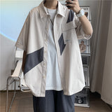 Privathinker Kontrast Farbe Safari Stil männer Hemd Sommer Neue Vintage Casual Blusen Mode Marke Männliche Kleidung