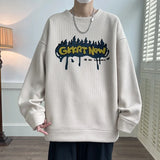 Men Loose Harajuku O Neck Long Sleeve Casual Tops Pullovers Oversized Letter Hoodies