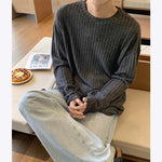 Autumn Men Oversized Striped T Shirt Streetwear