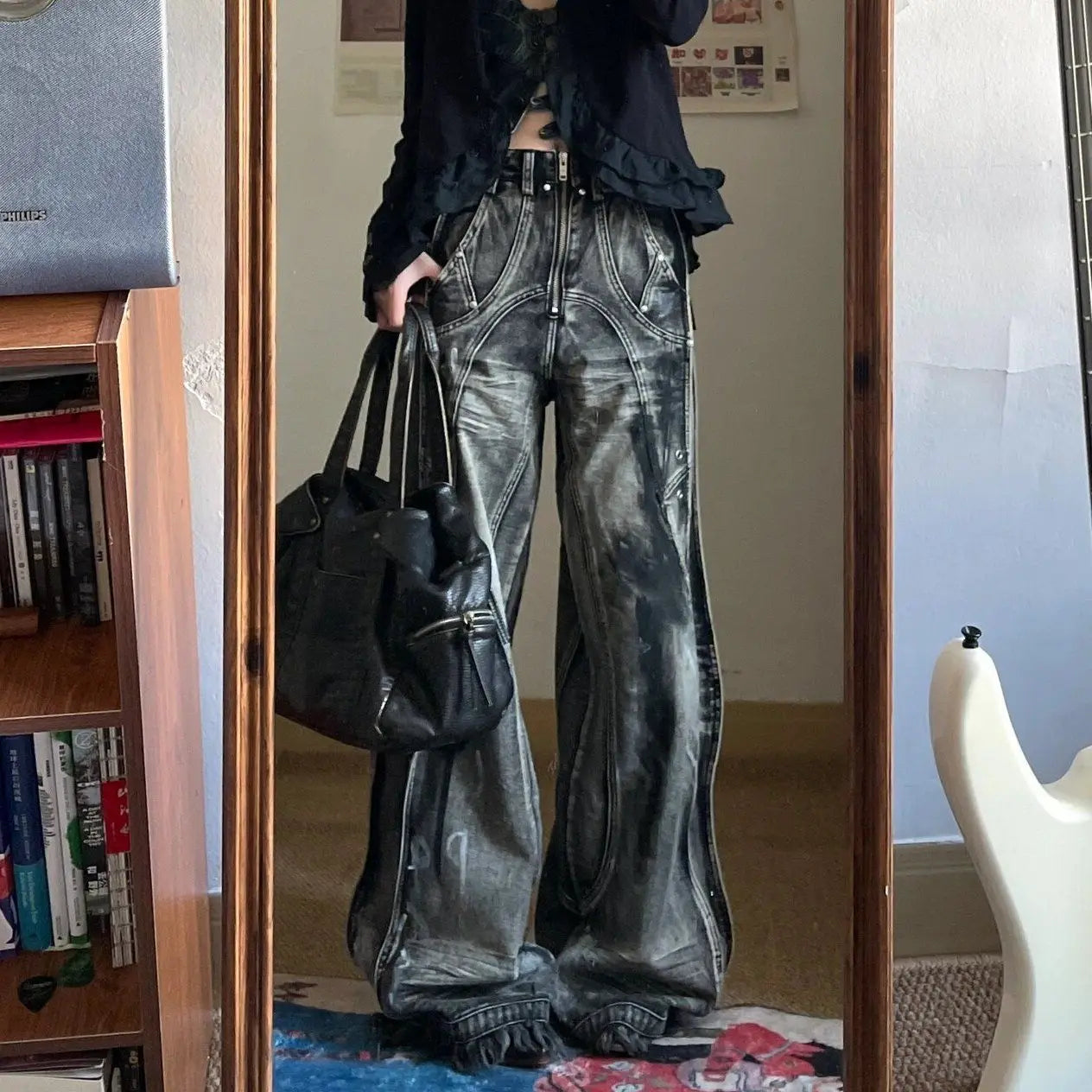 Y2K Grunge Baggy Jeans with Pockets for Women