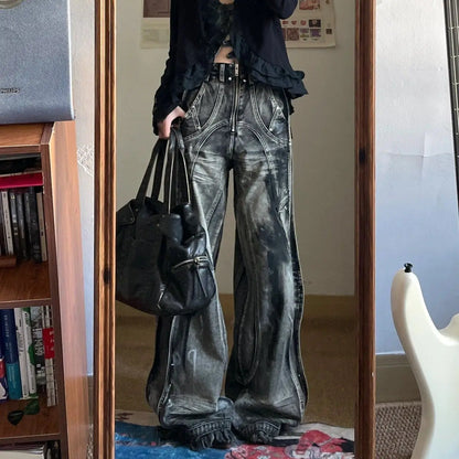 Y2K Grunge Baggy Jeans with Pockets for Women