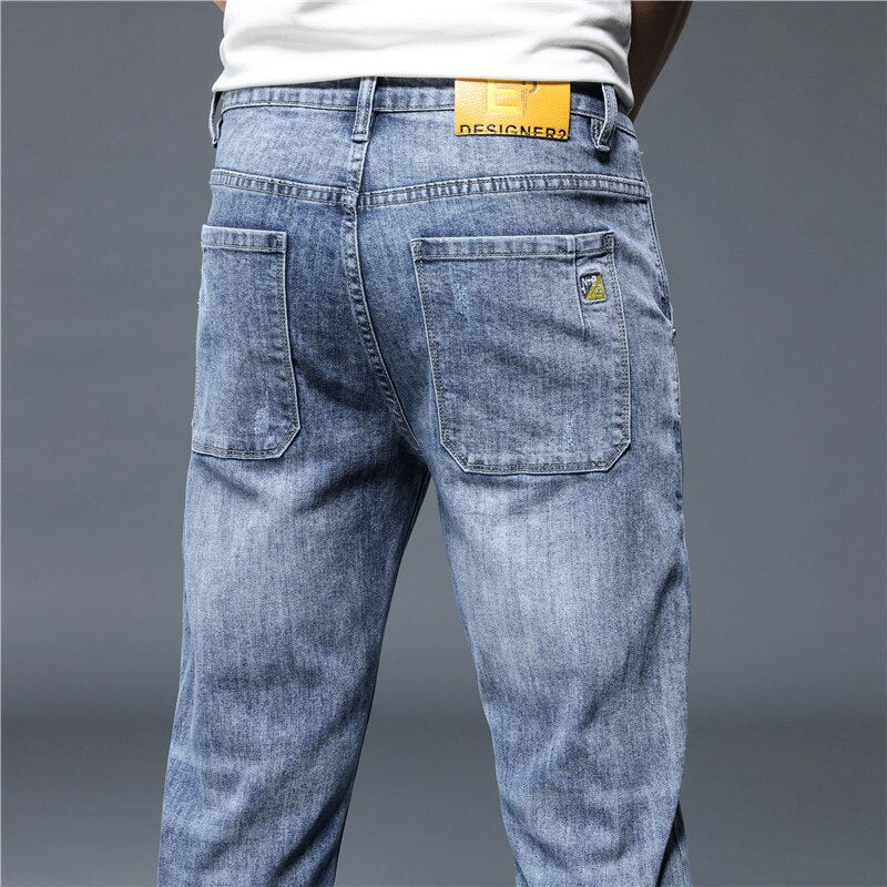 Men Trousers Streetwear Design Denim Pants Korea Casual - xinnzy