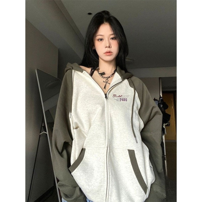 Hoodie Harajuku Frauen Streetwear Y2k dünne lange Ärmel