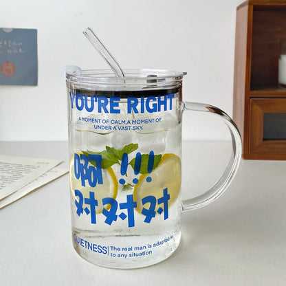Eye-Catching Glass Cups with Lids and Straws