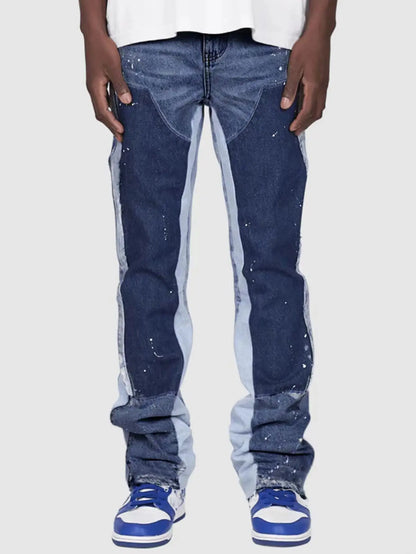 Unique Patchwork Men Flare Jeans 2025 Fashion Trend