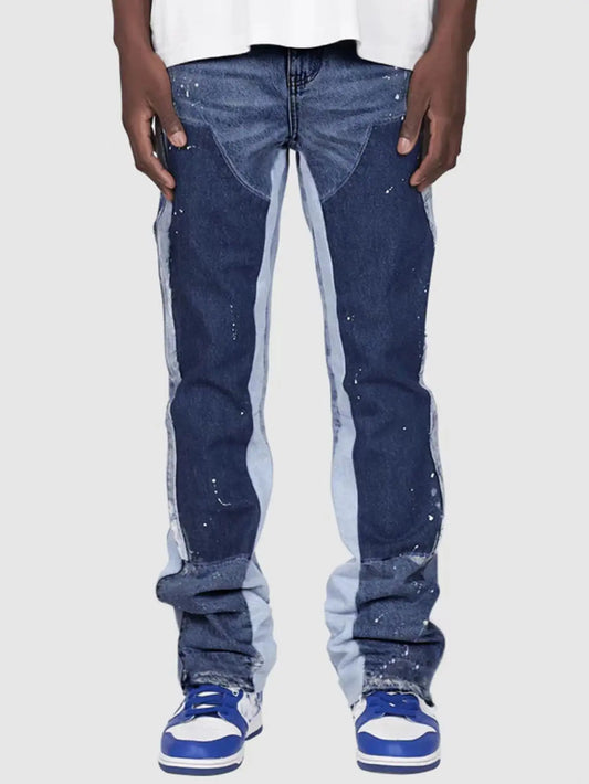Unique Patchwork Men Flare Jeans 2025 Fashion Trend
