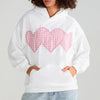 Women's Heart Applique Hoodie Loose Pullover Streetwear with Pocket