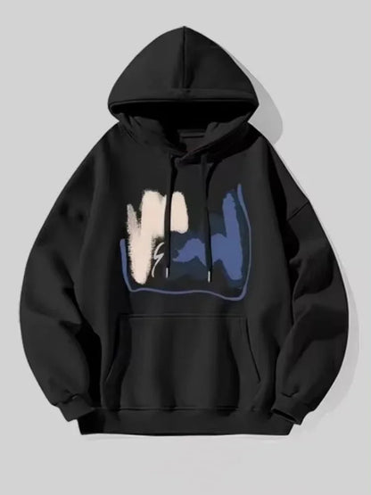 Spring Autumn Men's Casual Hoodie Loose Breathable Printed Sweatshirt