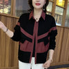 Womens Polo Collar Jacket Contrast Splice Lightweight Slim Fit Top