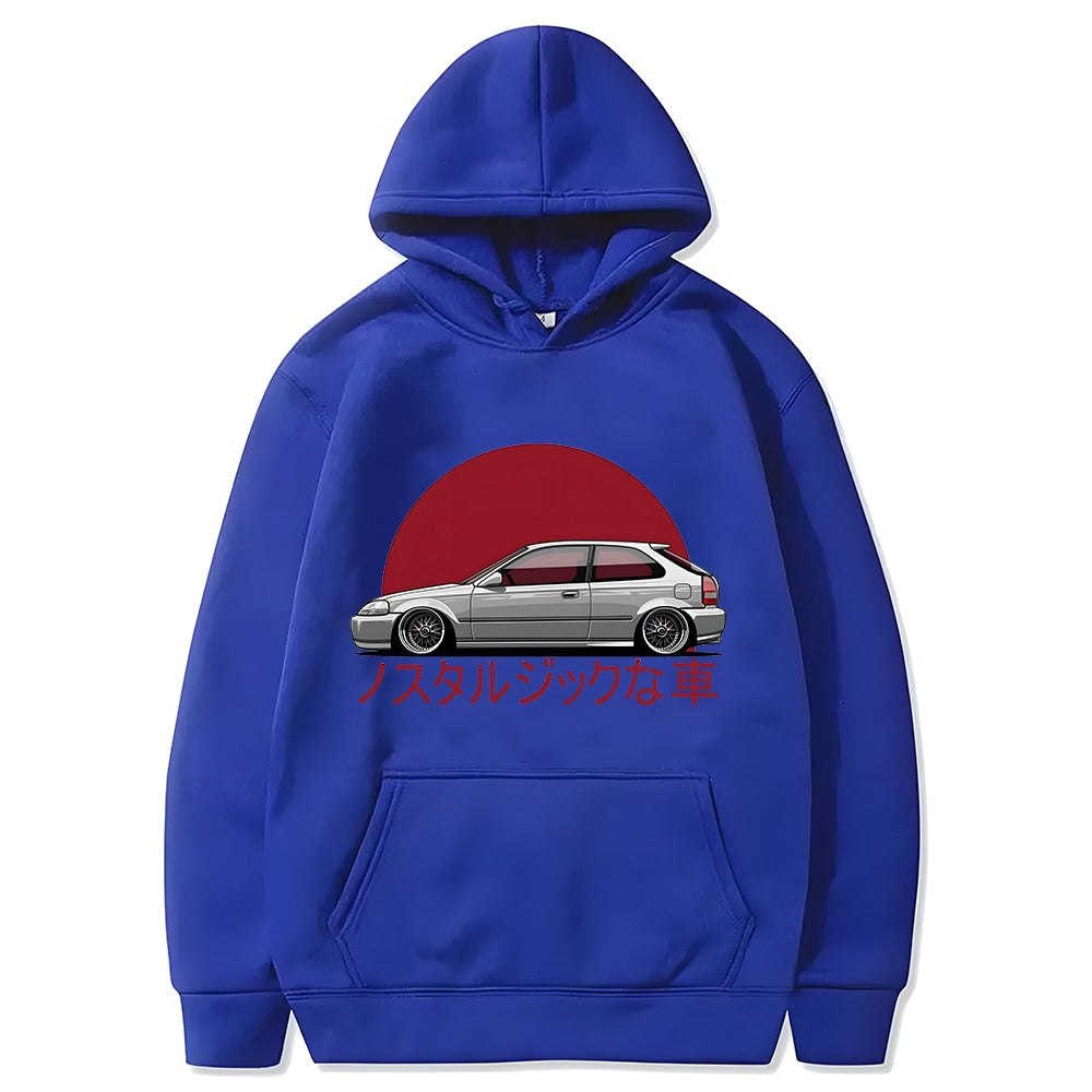 Men Hoodie Car Jdm Japanese Streetwear Pullover