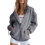 Trendy Queen Oversized Zip-Up Hoodies for Women Fall Fashion Long Sleeve Pockets