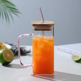 Mug With Lids and Straws Single Colored Handle Layer