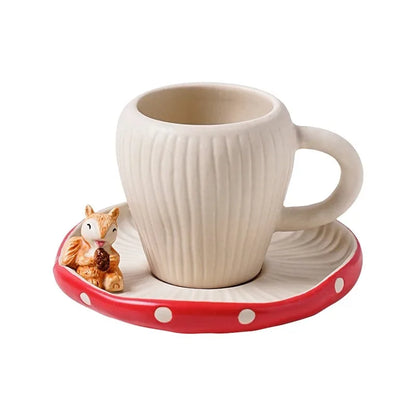 Netter Pilz Keramik Kaffee Cupcake Platte Wasserkocher Geschirr Home Cartoon Pilz