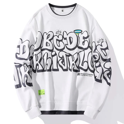 Trainingsanzug Herbst Frühling Outfit Brief Drucken Pullover Sweatshirt Hip Hop Streetwear