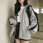 Hoodies Female Zipper Hooded Coats Pocket Loose Zip