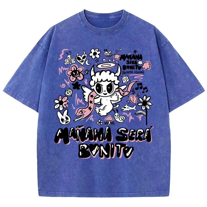 Devil Angel Snake Print Women's Summer Shirt Vintage Breathable Streetwear