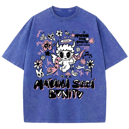 Devil Angel Snake Print Women's Summer Shirt Vintage Breathable Streetwear