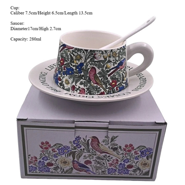 3 Piece Ceramic Coffee Cup Saucer Set Elegant Minimalist Gift Tea