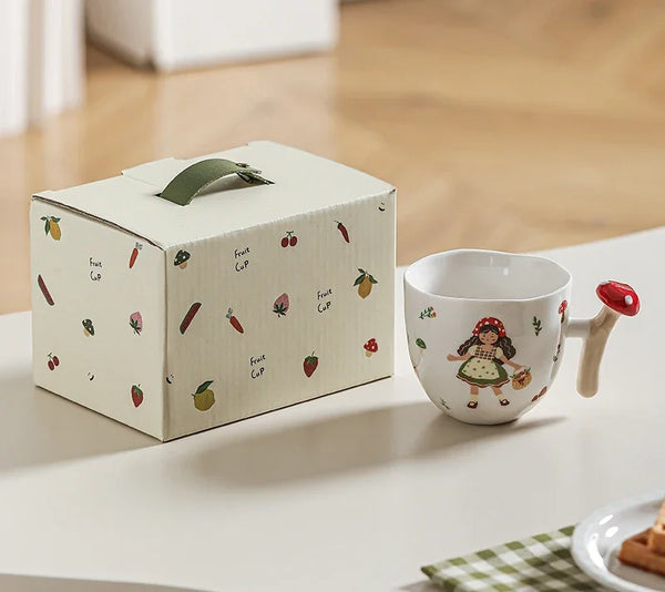 Novelty Vegetable Handle Mug Ceramic 230ml Coffee Cup Cartoon Print
