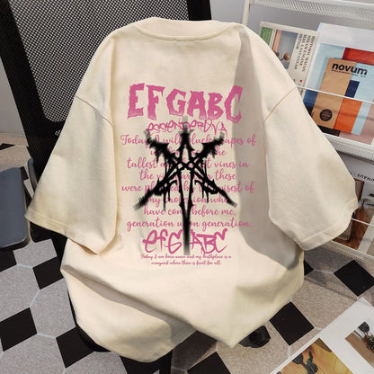 Abstract Text Graphic Men T-Shirt Oversized Streetwear Casual