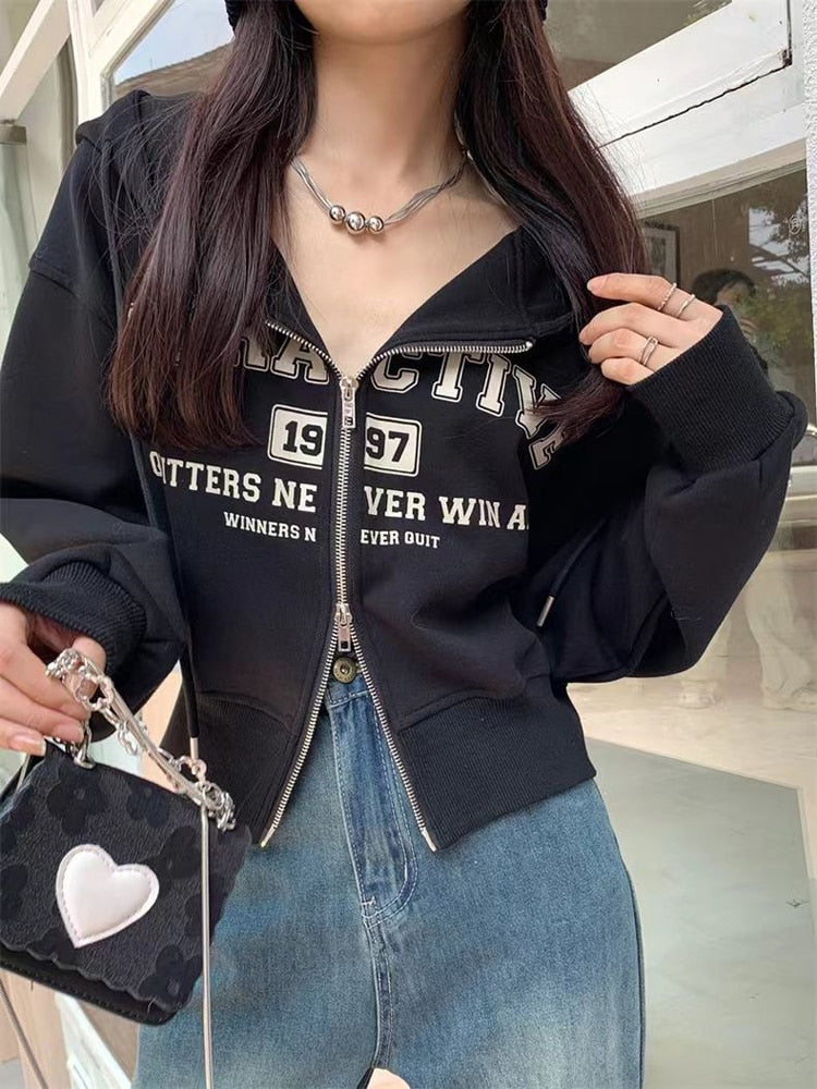 Frauen Hoodies American Retro Loose Langarm Casual