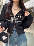 Women Hoodies American Retro Loose Long Sleeve Casual