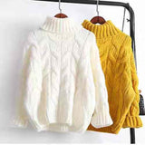 Turtleneck Sweater Outerwear Women White Casual Loose Pullover