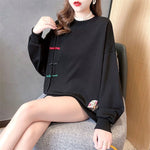 Embroidery Oversized Streetwear Female Sweatshirt Pullover