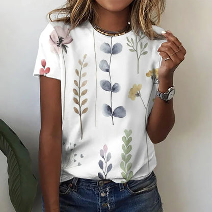 Women’s Gradient Blouse 3D Floral Print Y2K Casual Tee