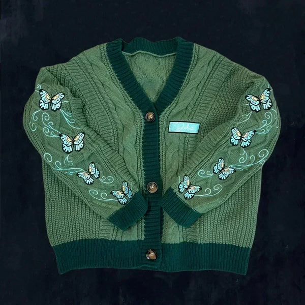 Women’s Christmas Tree Knitted Cardigan – Star Embroidery Holiday Sweater