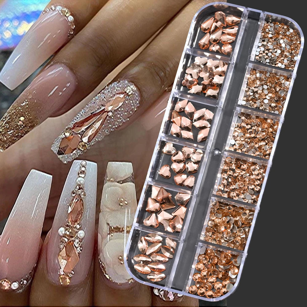 Pink Mixed Nail Rhinestone