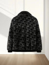 Mens Faux Fur Lapel Winter Jacket Letter Print Warm Coat