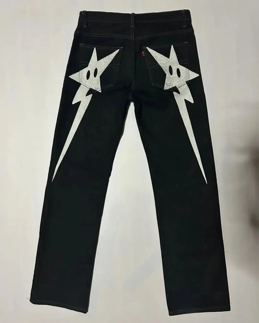 Streetwear Jeans Y2K Hip Hop Star Graphic Print Baggy Pants