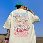 Print Letter Sandbcn T-shirt for Men Tops