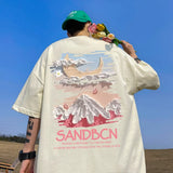 Print Letter Sandbcn T-shirt for Men Tops