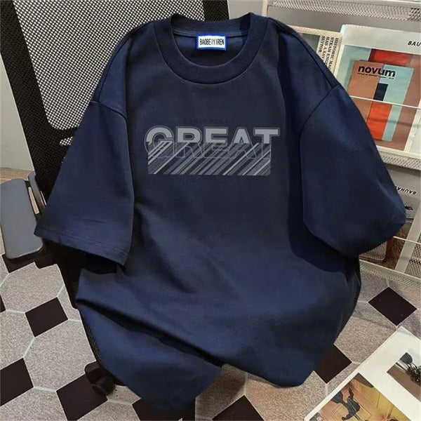 Mens High Street Fashion Tshirt Graphic Cotton Crewneck 2026