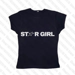 Womens Gothic Letter Crop Top  Streetwear Grunge Baby Tee Vintage Y2k