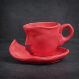 Tasse exquisites Set aus Kaffeetasse und Untertasse aus mattierter Keramik